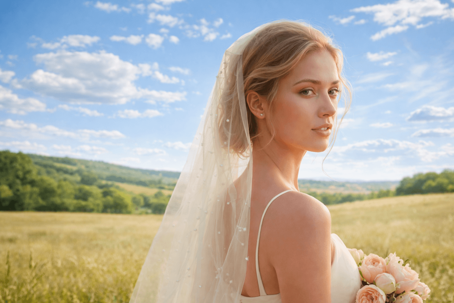Noiva em um campo